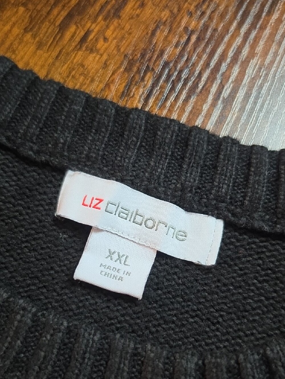 LIZ CLAIBORNE | Minimalist Black Beaded Cable Knit Balloon Sleeve Sweater | XXL - Picture 3 of 8